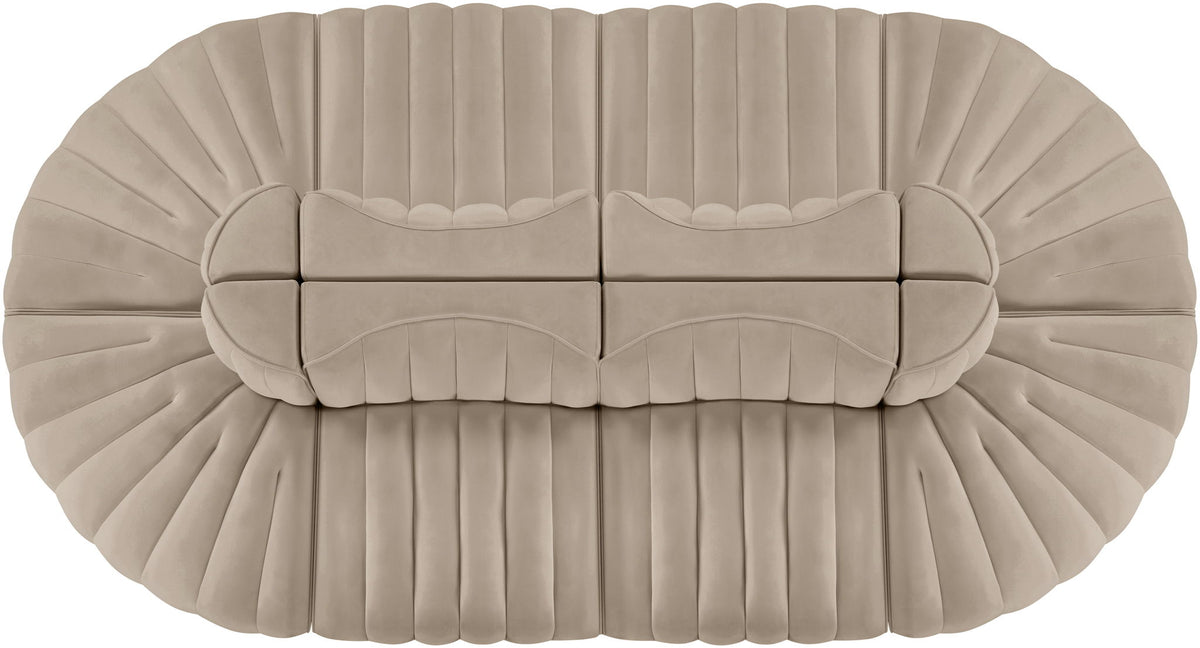Rummi - Oval Velvet Performance Fabric Upholstered 8 Piece Modular Sectional