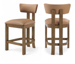 Lavrin - Vegan Leather Upholstered Counter Stool (Set of 2) - Walnut Base
