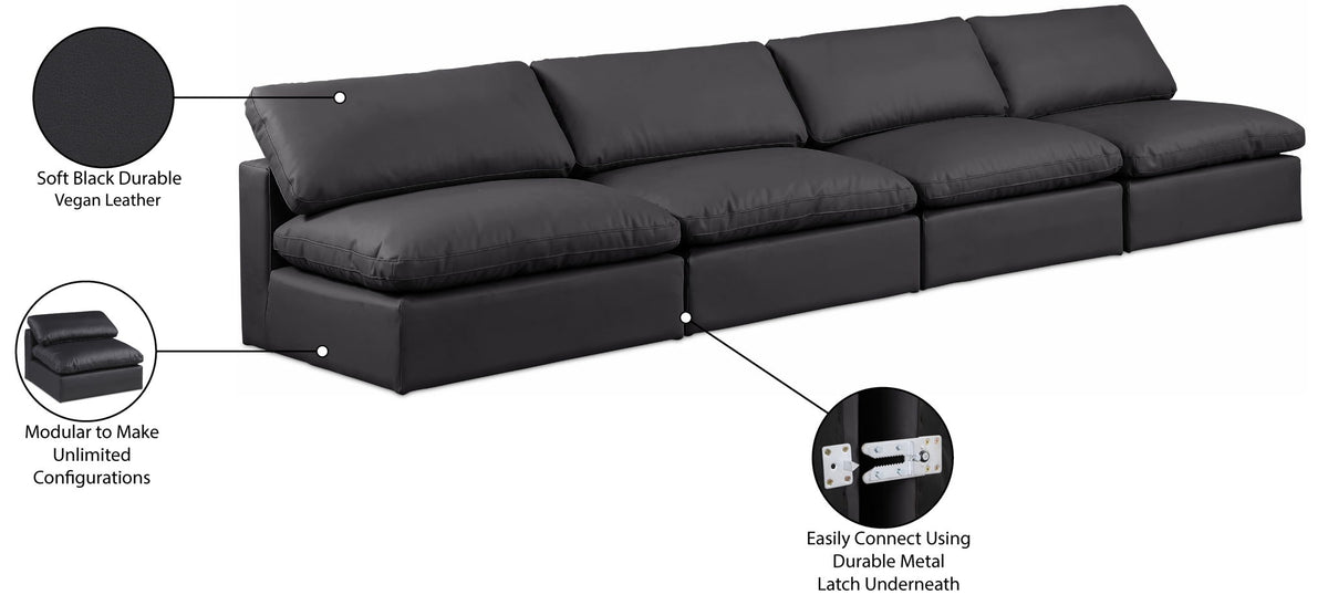 Comfy - Faux Leather Modular Armless Sofa 4 Seats