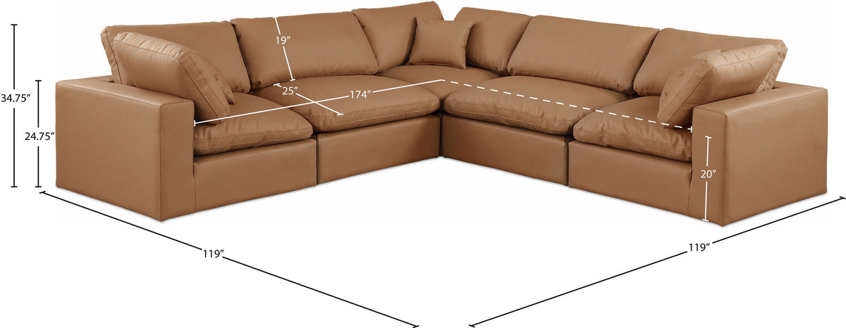 Comfy - 5 Piece Faux Leather Modular Corner Sectional