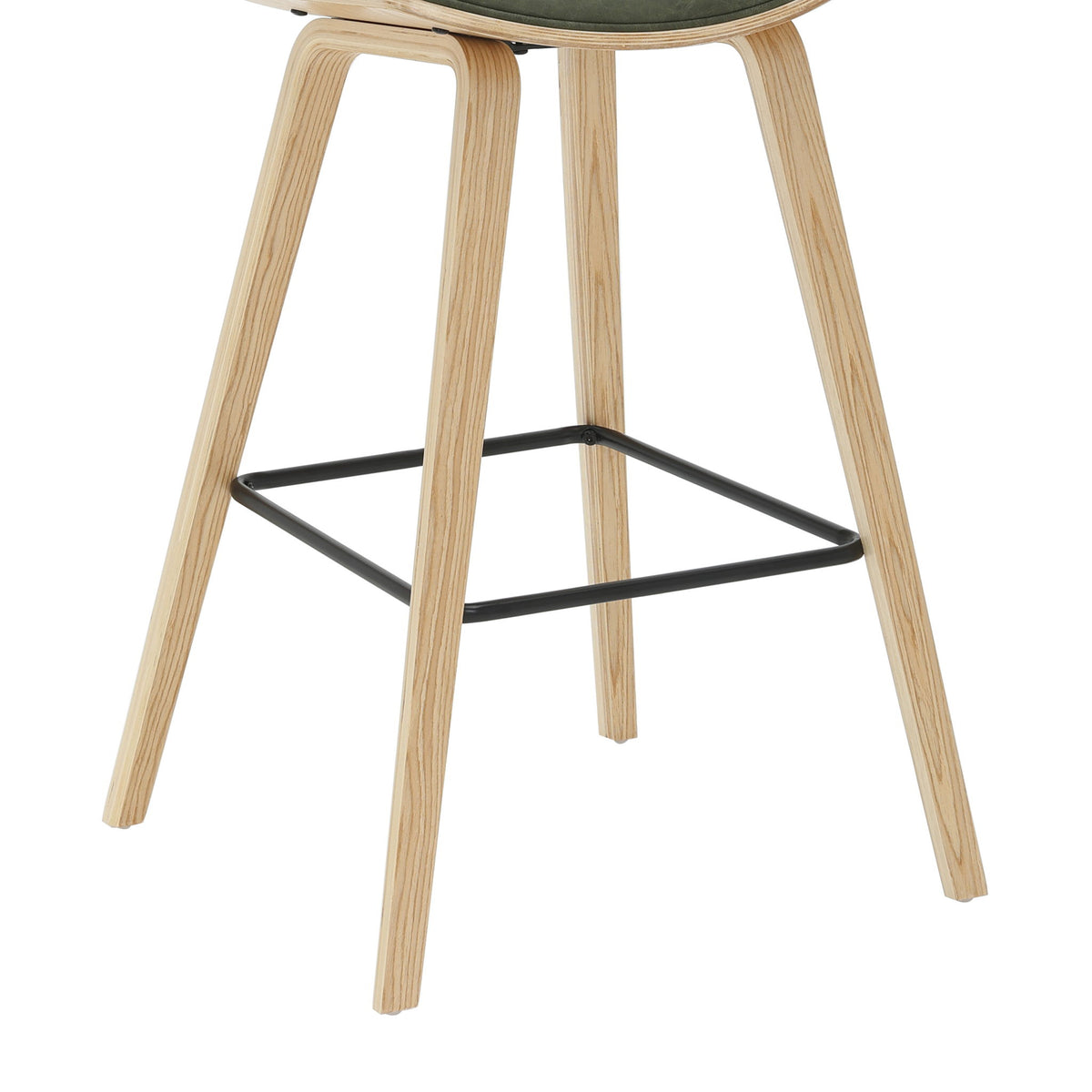Fox - Bar Height Curved Back Wood Bar Stool With Faux Leather Seat