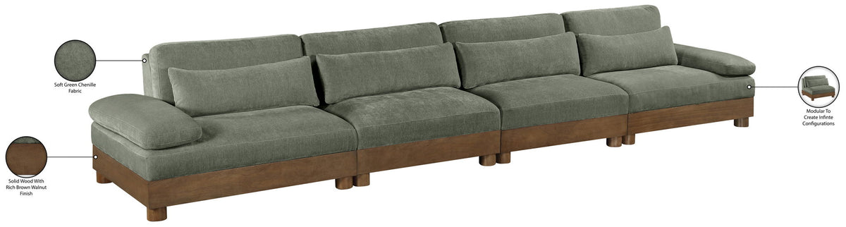 Turin - Chenille Fabric Upholstered Modular Sectional - Green