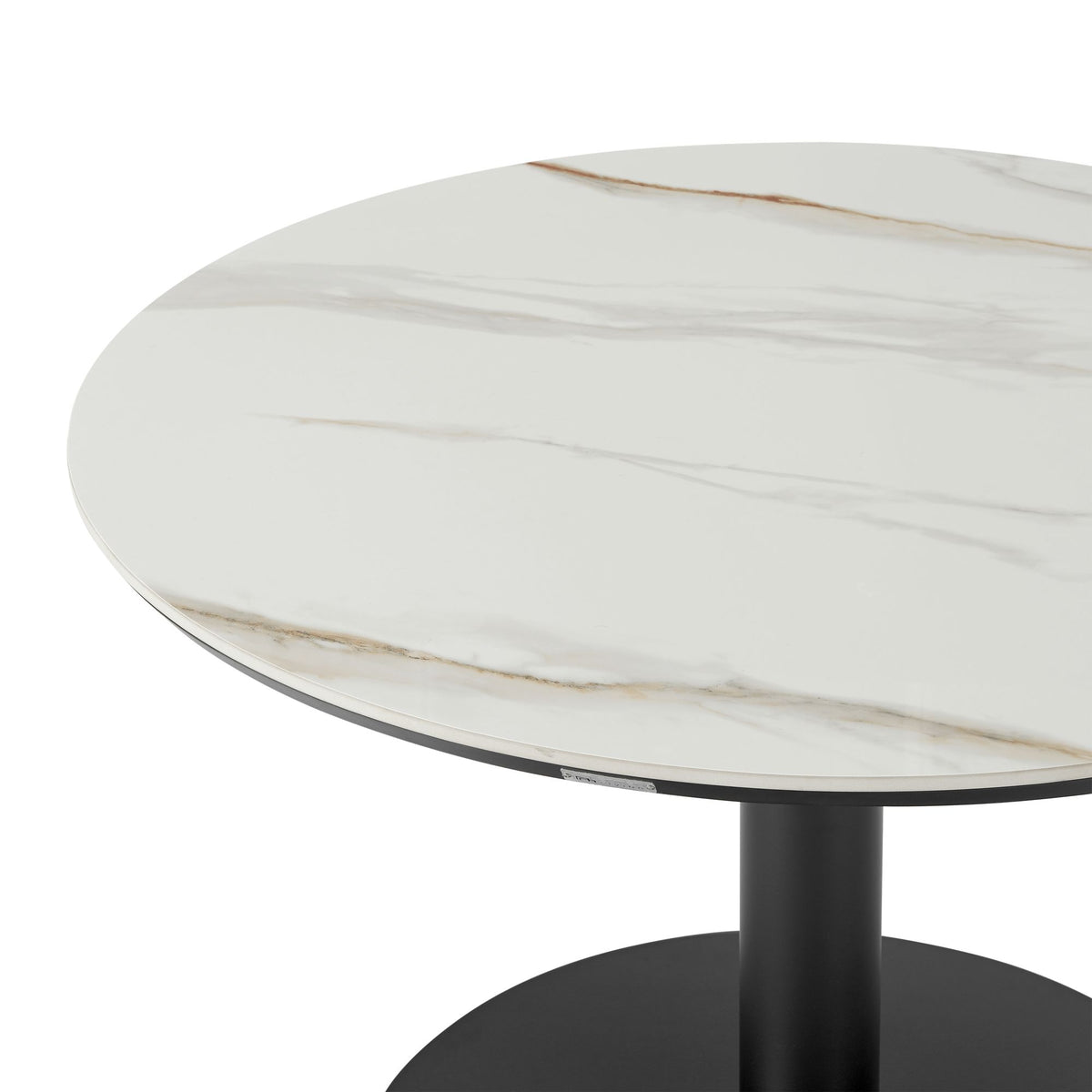 Jazmin - 5-Piece Outdoor Round Sintered Stone Dining Set - White / Black