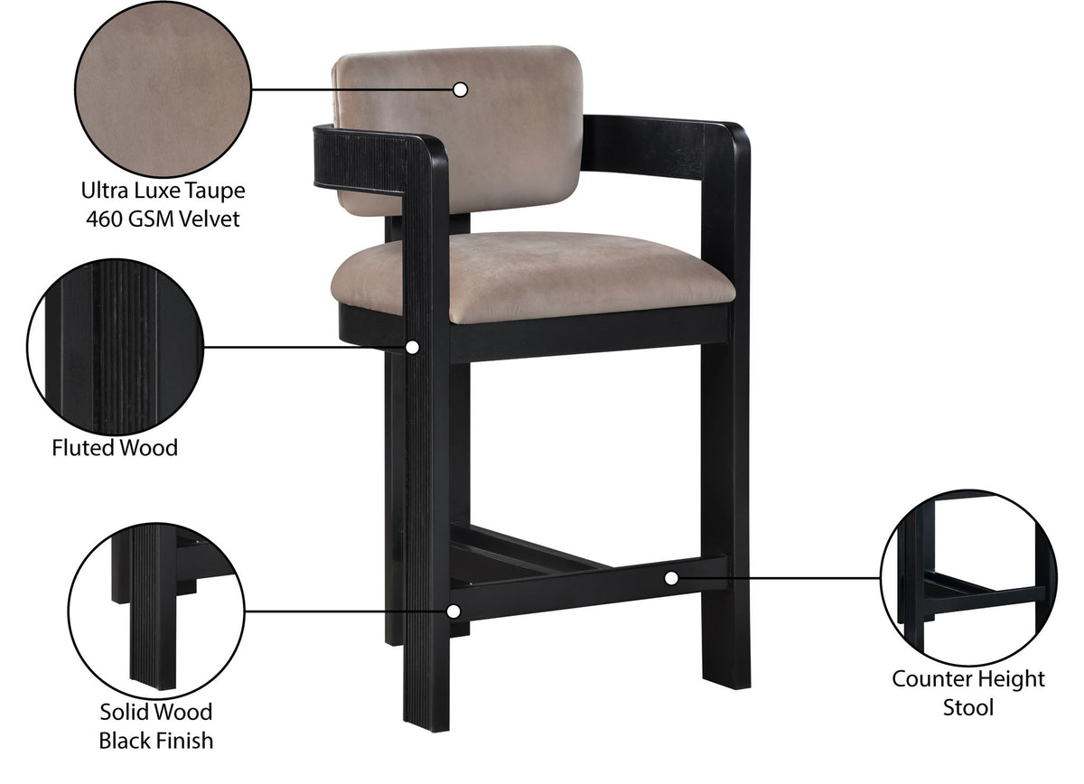 Sacha - Velvet Stool With Black Base