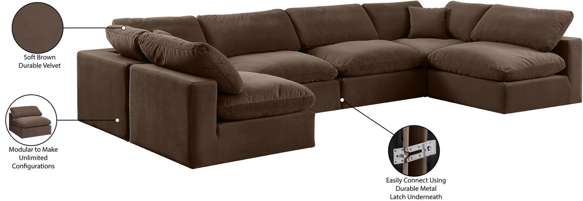 Comfy - 6 Piece Velvet Modular Armless Sectional