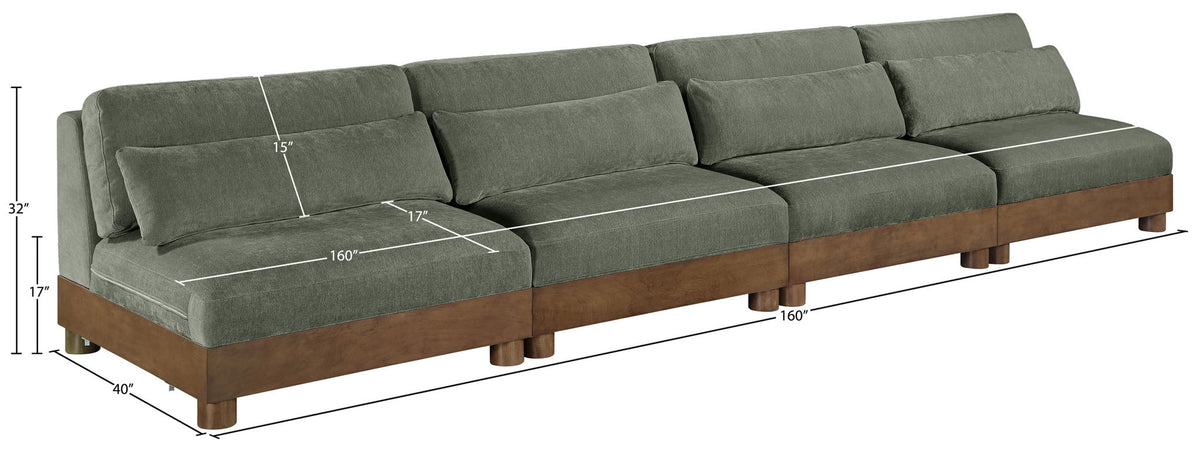 Turin - Chenille Fabric Upholstered Modular Sectional - Green