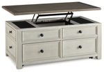 Bolanburg - Lift Top Cocktail Table - White / Brown / Beige