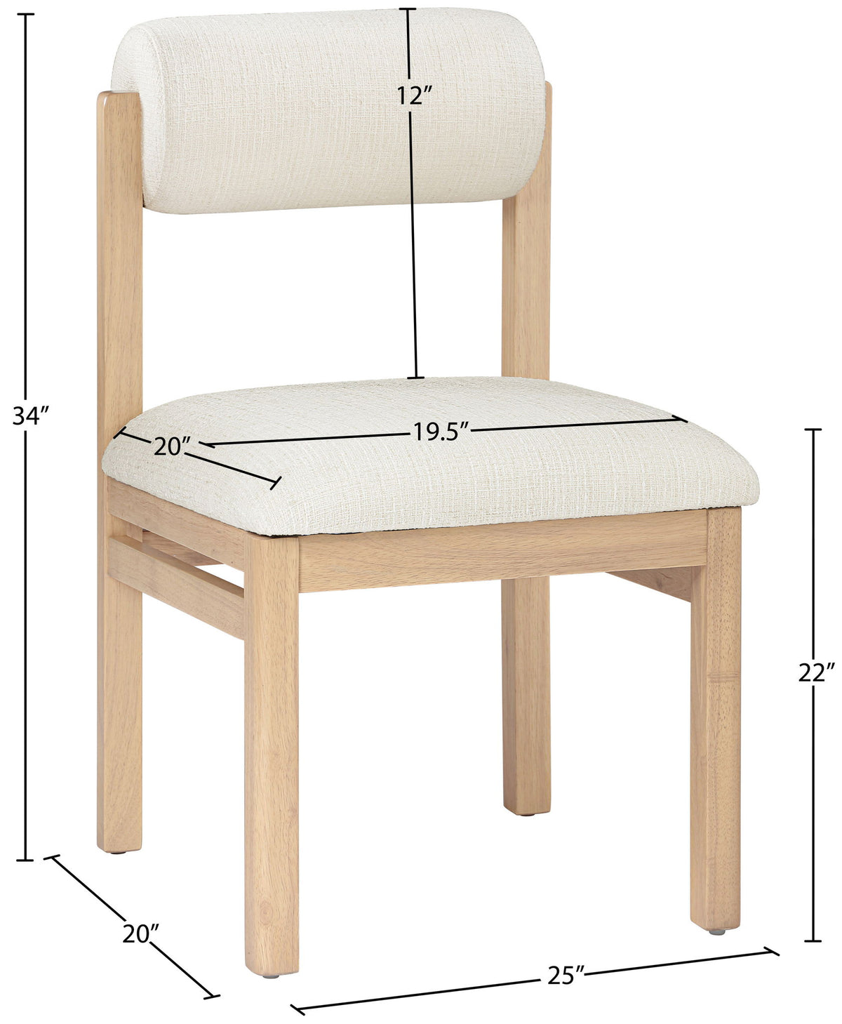 Roundhill - Fabric Dining Chair (Set of 2) - Natural Frame