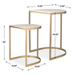 Lindon - Travertine Nesting Tables Set - Gold / White