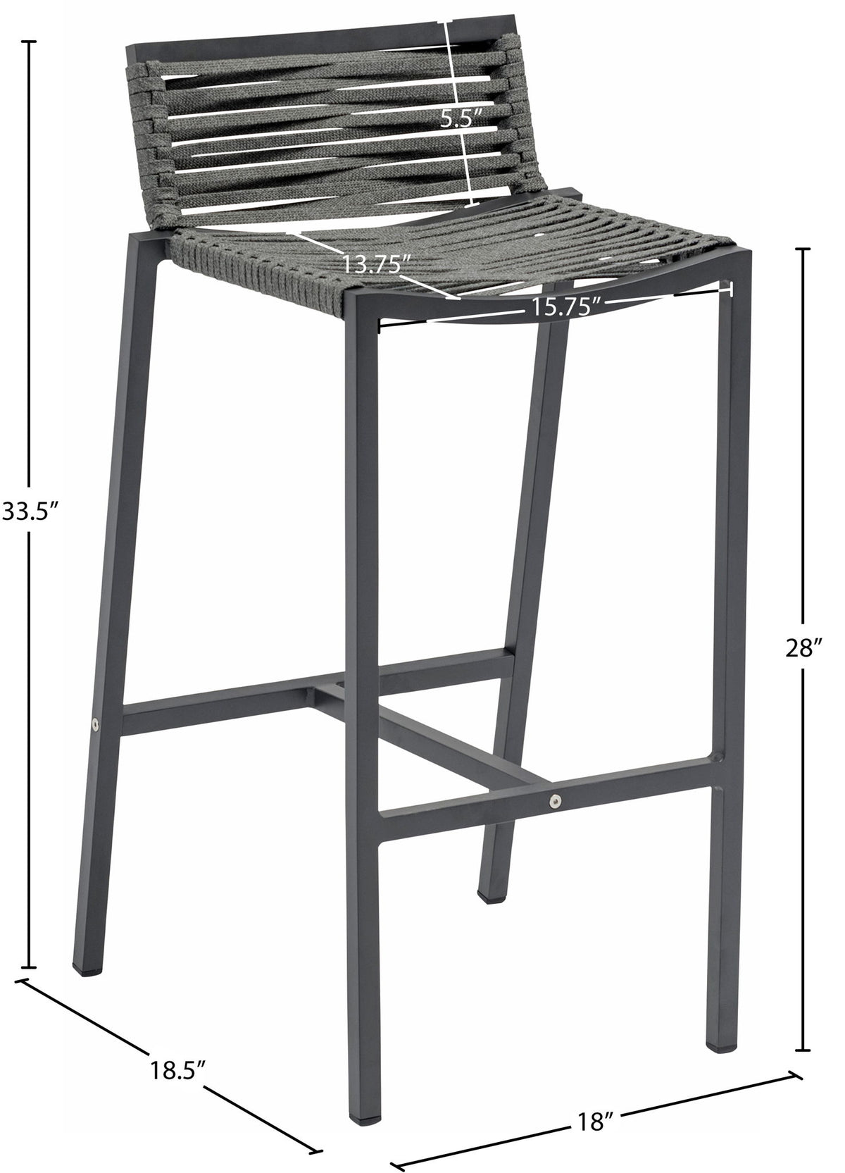 Maldives - Rope Outdoor Patio Bar Stool (Set of 2)