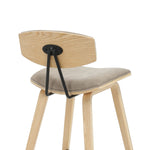 Fox - Bar Height Curved Back Wood Bar Stool With Faux Leather Seat