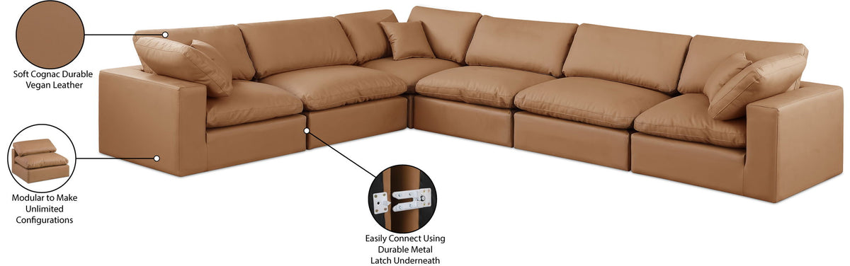 Comfy - 6 Piece Faux Leather Modular Corner Sectional