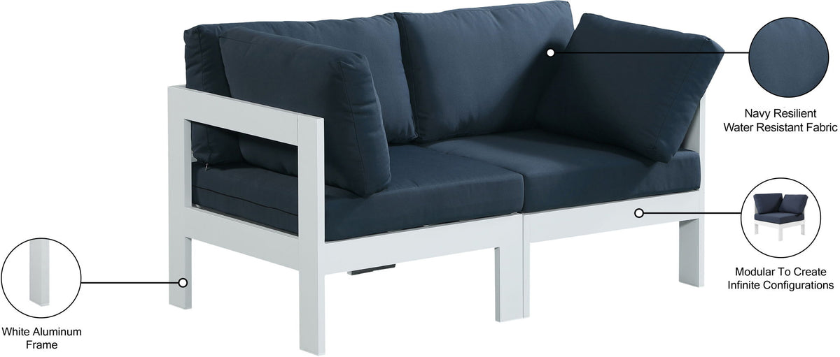 Nizuc - Outdoor Patio 2 Seat Modular Sofa With White Frame