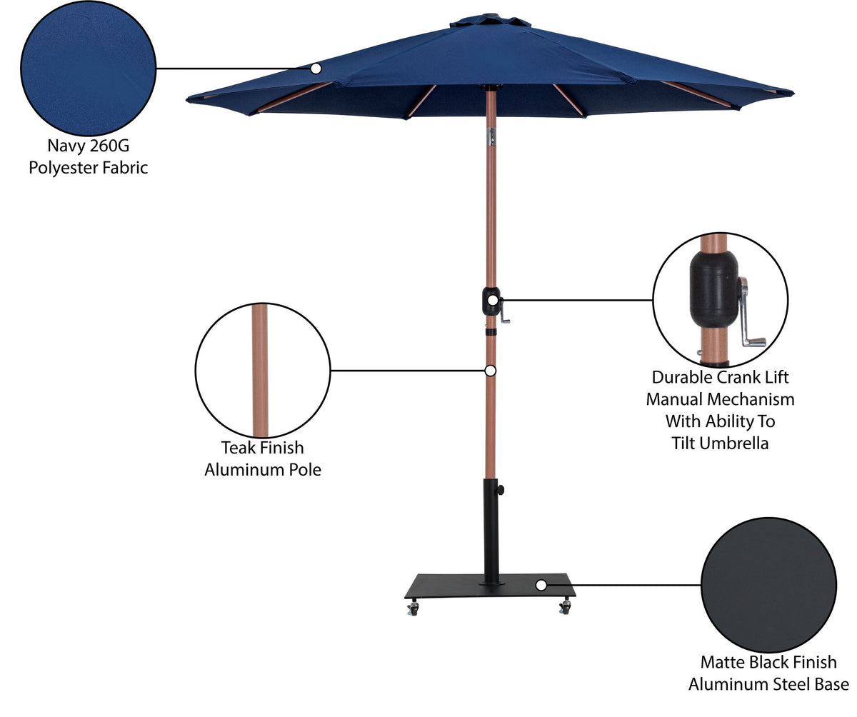 Fiji - Aluminum Patio Umbrella With Square Black And Teak Base
