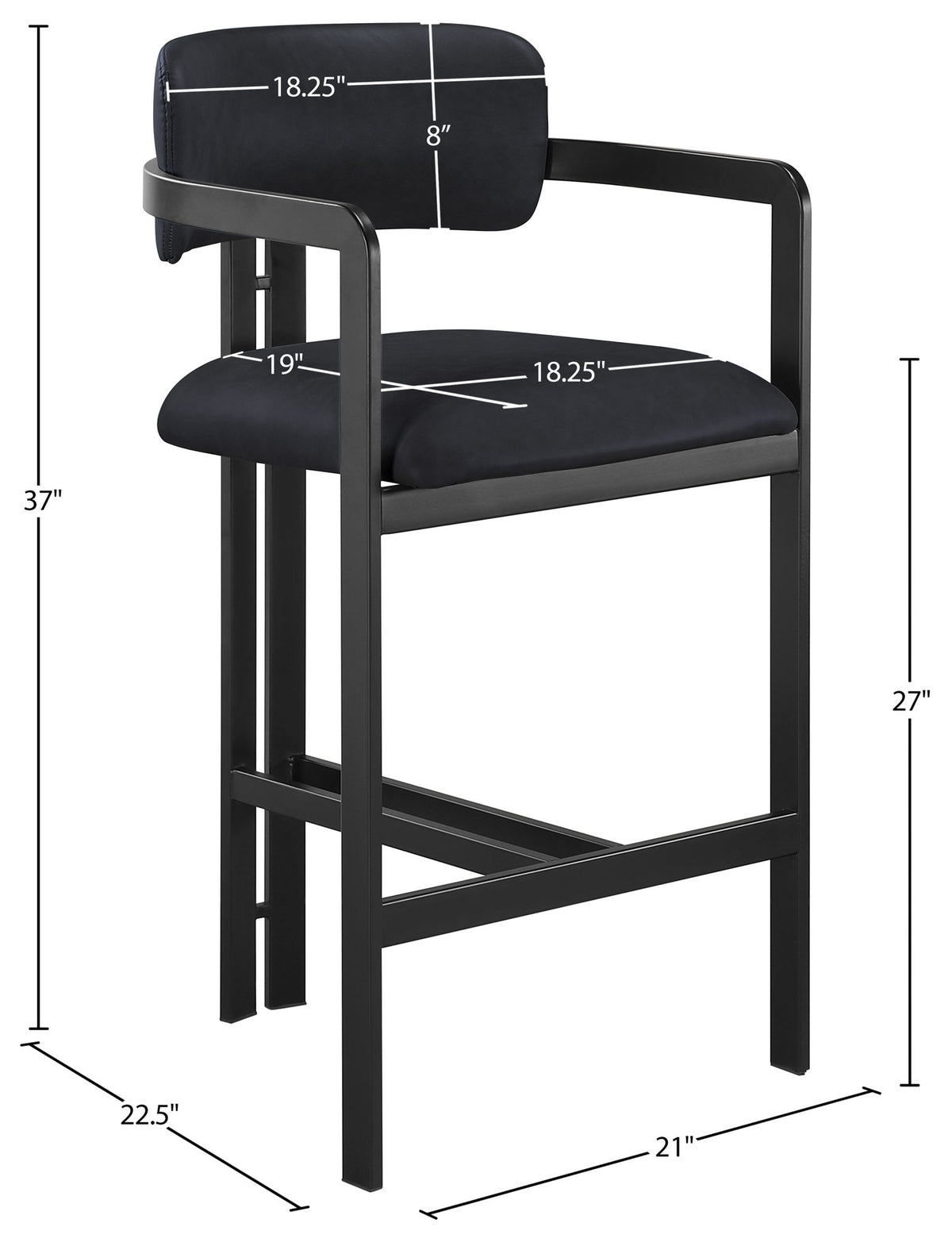Aurum - Vegan Leather Upholstered Counter Stool With Graphite Black Base