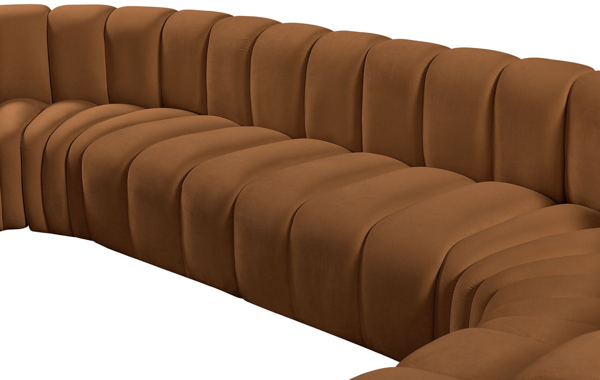 Arc - Velvet Modular U-Shaped Sectional - Saddle