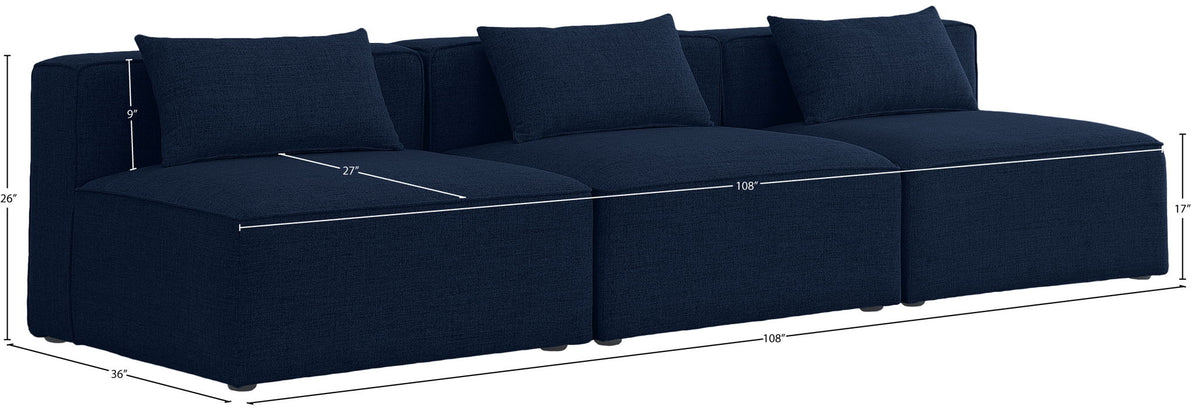 Cube - Linen Modular 3 Seat Armless Sofa