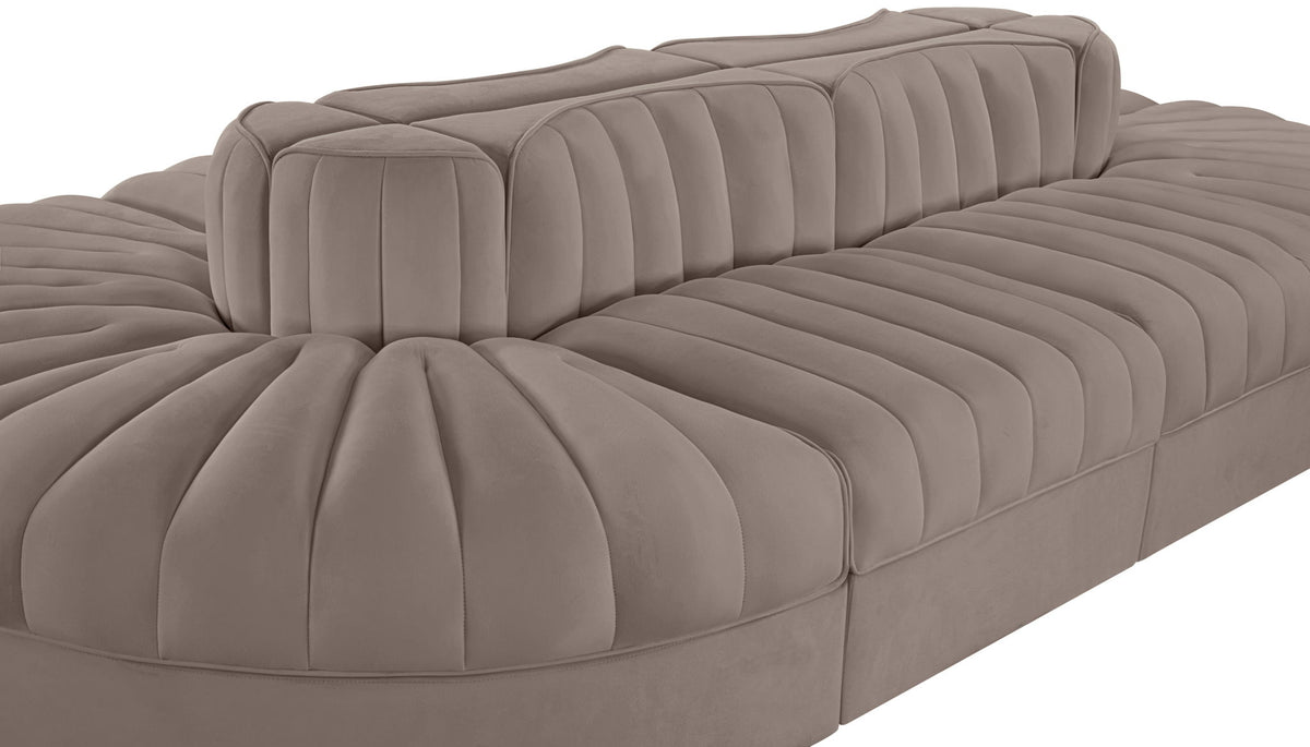 Rummi - Oval Velvet Performance Fabric Upholstered 8 Piece Modular Sectional