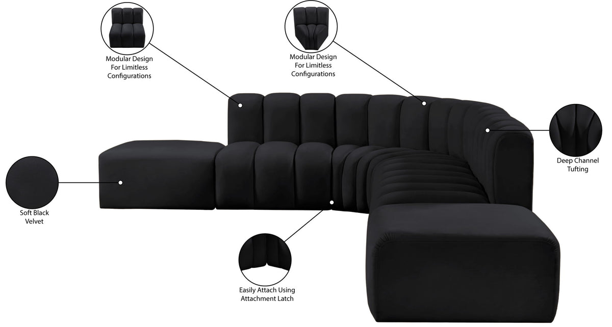 Arc - Velvet 7 Piece Corner Modular Sofa