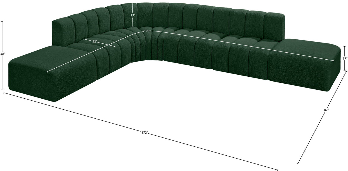 Arc - Boucle Fabric 7 Piece Corner Modular Sofa