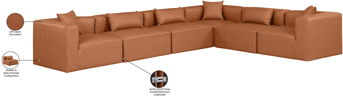 Cube - 6 Piece Modular Corner Sectional - Cognac