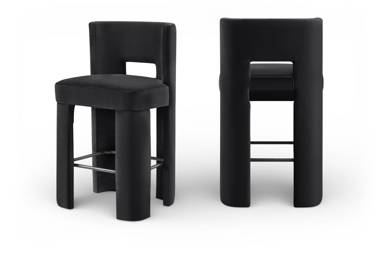 Zuno - Velvet Performance Fabric Upholstered Bar Stool (Set of 2)