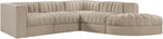 Rummi - Velvet Performance Fabric Upholstered 5 Piece Modular Sectional