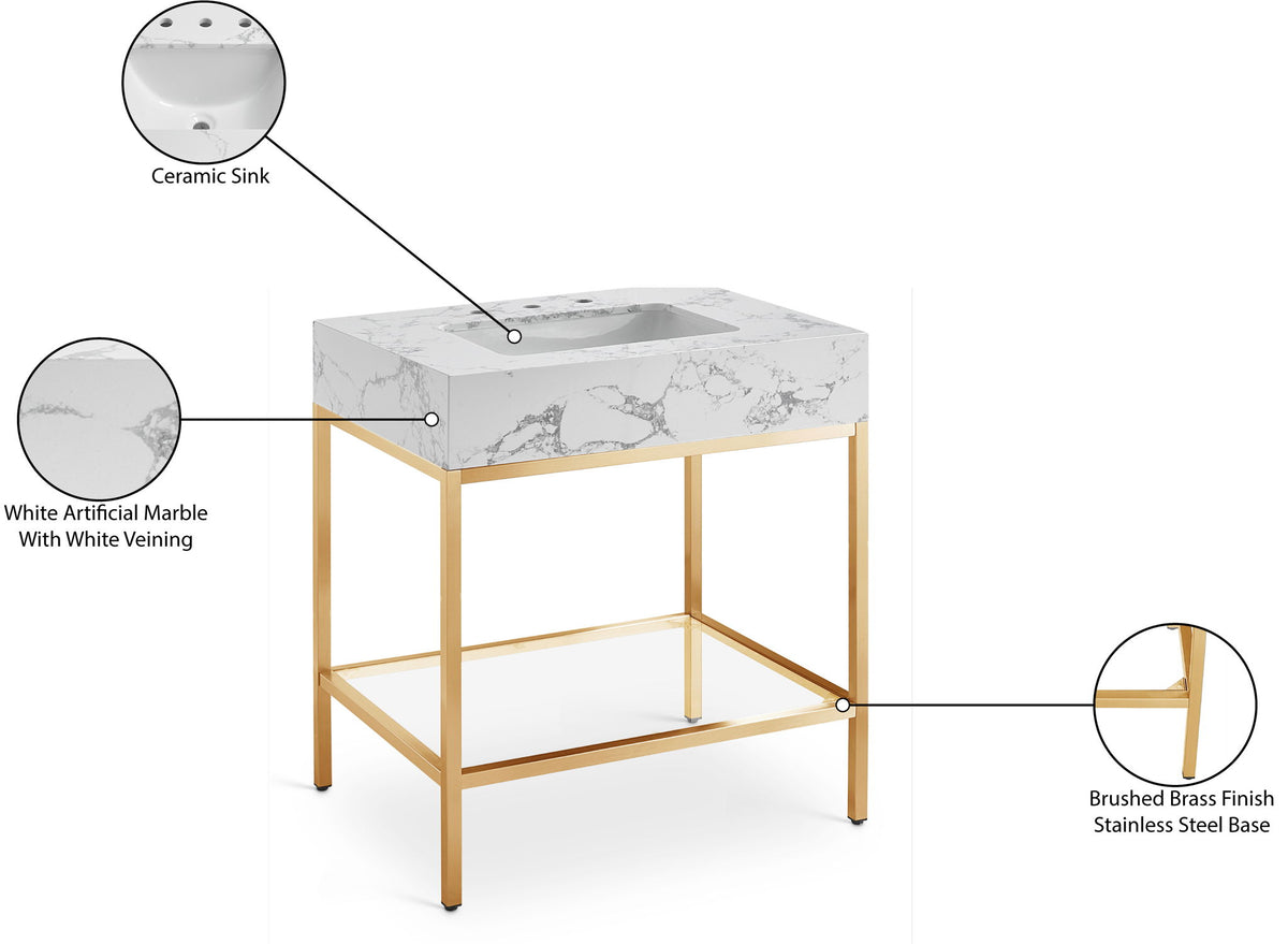 Marmo - Engineered Marble Bathroom Vanity With Gold Base