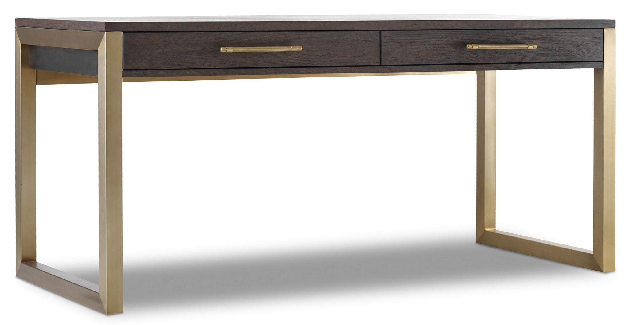 Curata - Short Left / Right / Freestanding Desk - Dark Brown / Gold