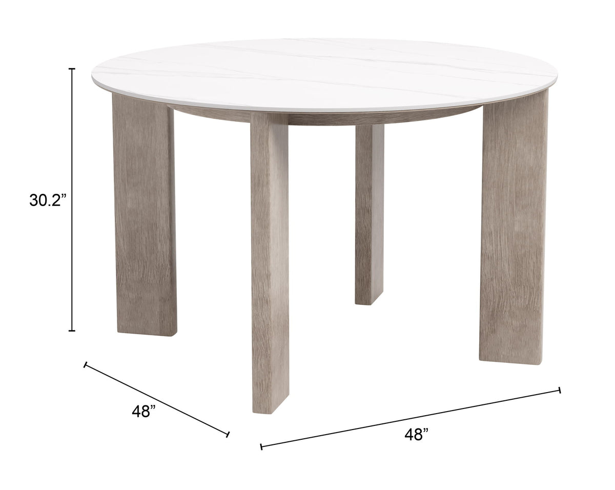 Oceanveil - Round Dining Table - White / Light Brown