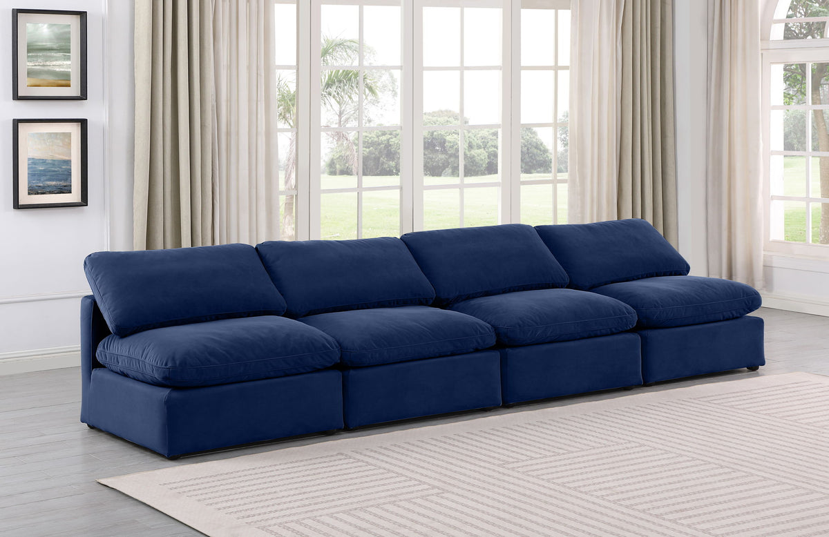 Indulge - Velvet 4 Seat Modular Armless Sofa