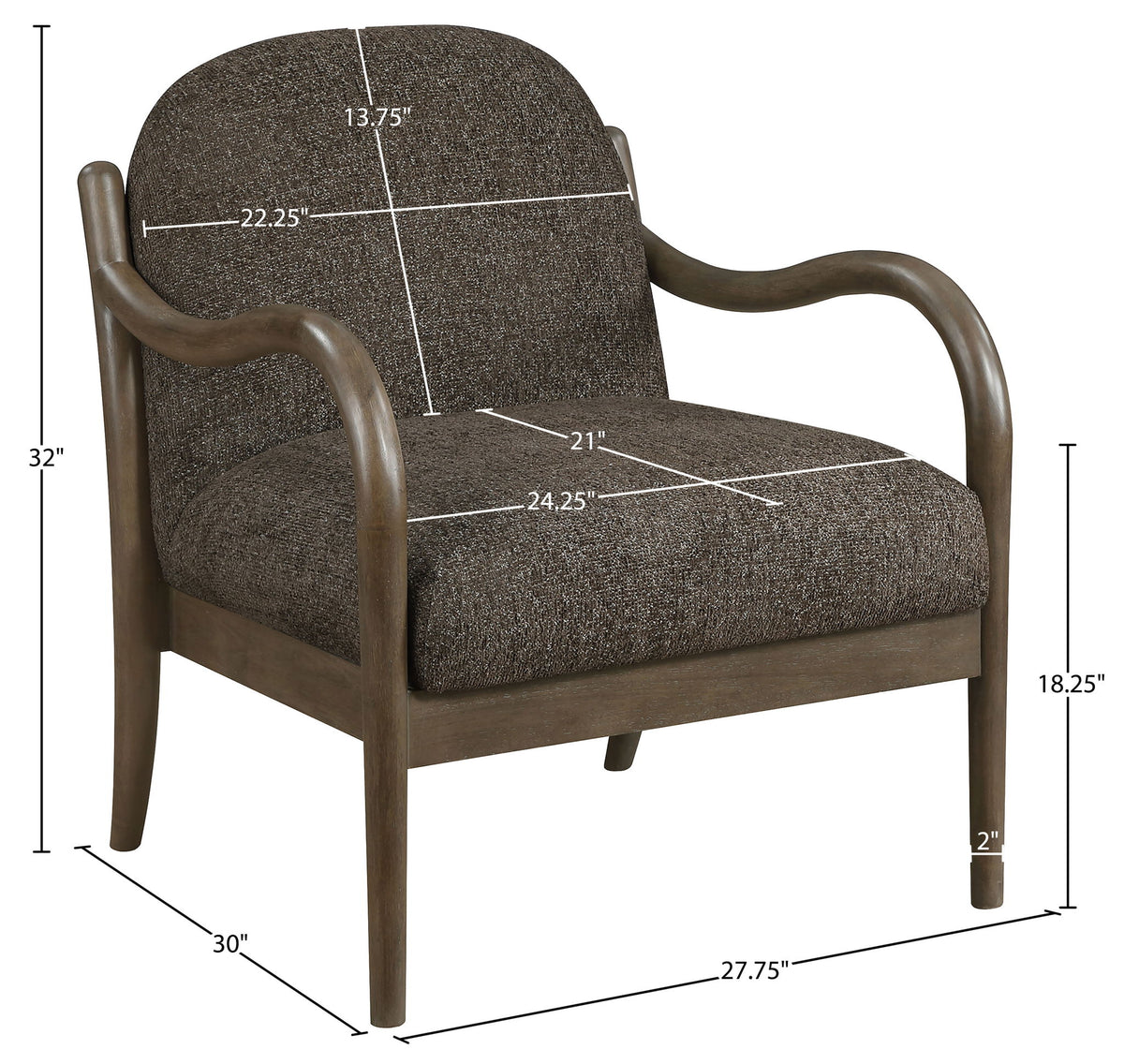 Helmsley - Performance Fabric Upholstered Accent Chair - Brown Frame