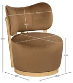 Elara - Velvet Upholstered Swivel Accent Chair - Saddle / Stained Natural