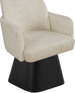 Marlowe - Linen Textured Fabric Upholstered Swivel Dining Arm Chair - Stained Black