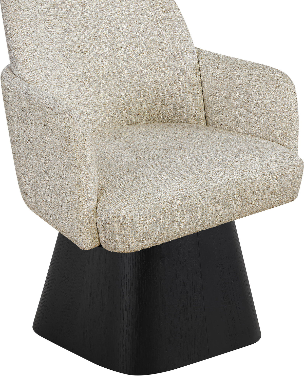 Marlowe - Linen Textured Fabric Upholstered Swivel Dining Arm Chair - Stained Black