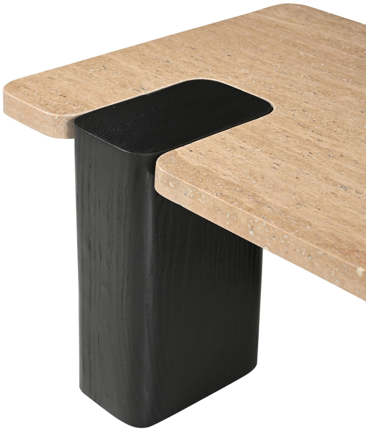 Ravenna - Genuine Travertine Top And Oak Wood Base Table
