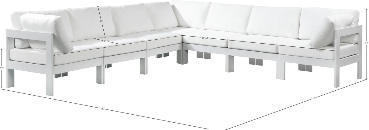 Nizuc - Outdoor Patio 7 Piece Modular Sectional With White Frame