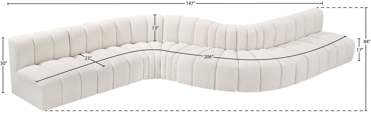 Arc - Boucle Fabric 8 Piece Curved Modular Sofa