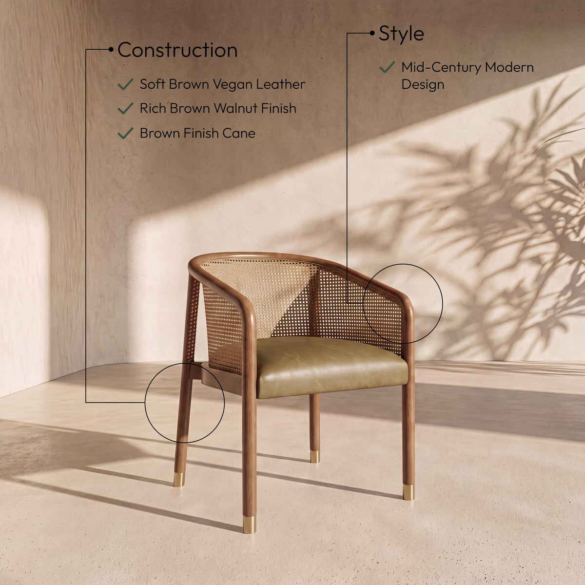 Sylvan - Vegan Leather Dining Chair (Set of 2) - Brown Frame