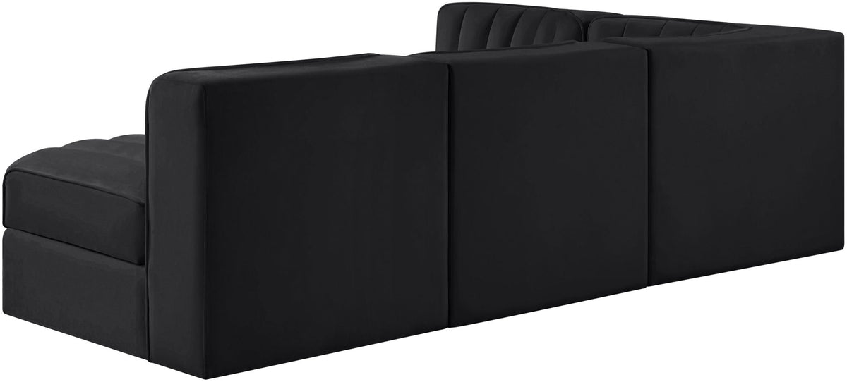 Rummi - Armless Velvet Performance Fabric Upholstered 4 Piece Modular Sectional