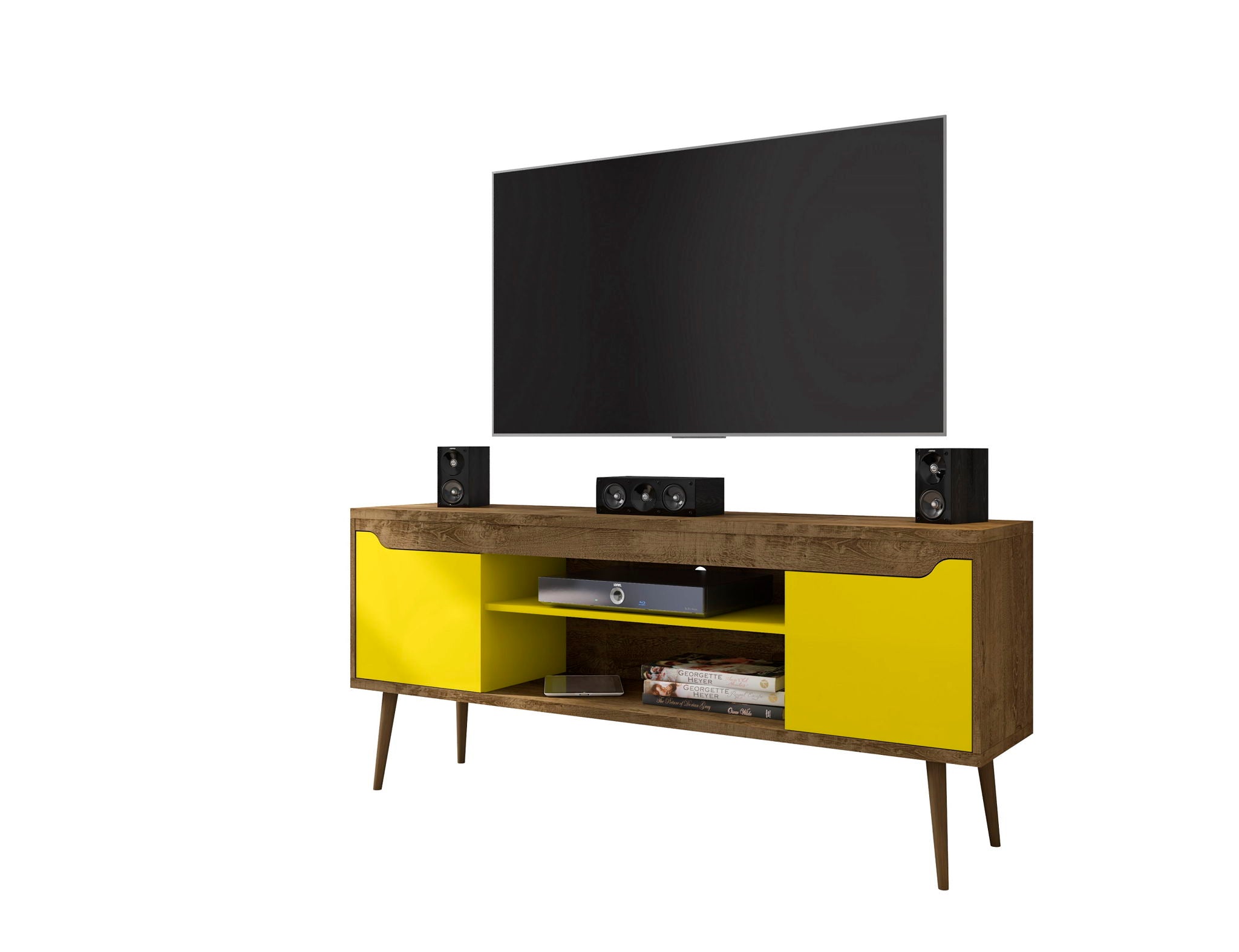 Manhattan Bradley - TV Stand With Rustic Brown Base