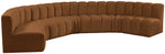Arc - Velvet 7 Piece U-Shaped Modular Sofa - Saddle