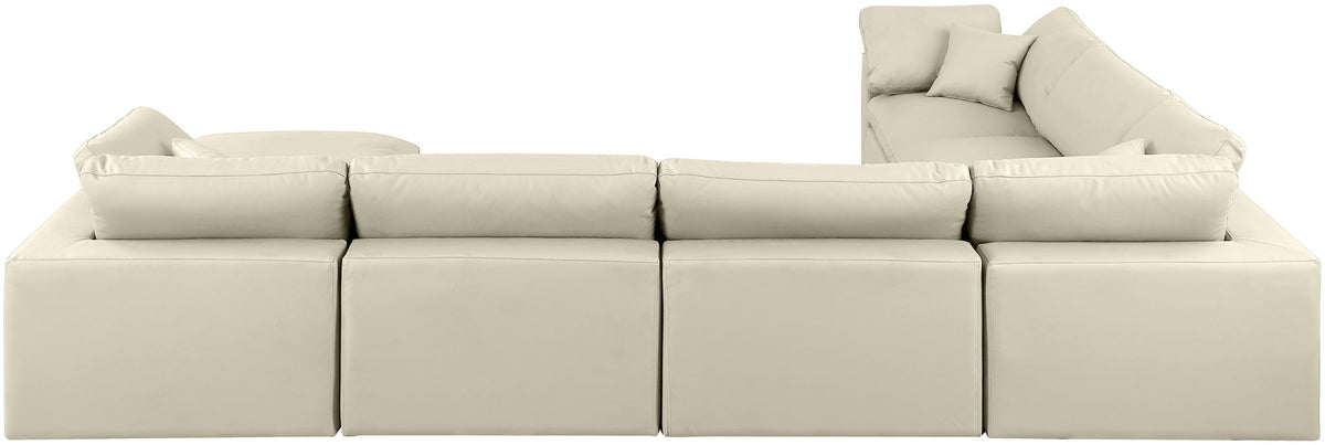 Comfy - 7 Piece Faux Leather Modular Sectional With Chaise