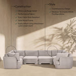 Hammond - Velvet Performance Fabric Upholstered 6 Piece U-Shaped Sectional