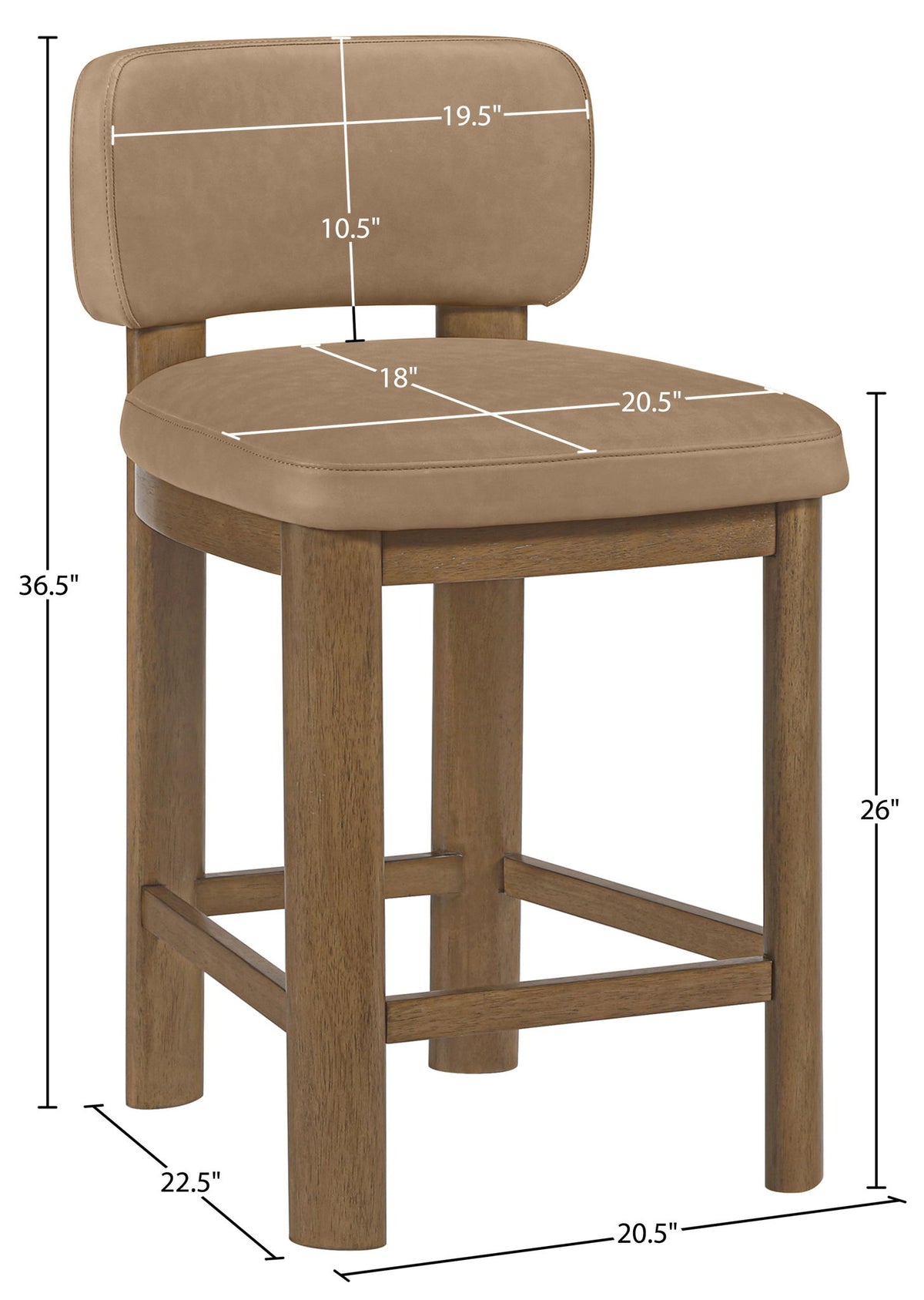 Paloma - Faux Leather Upholstered Counter Stool (Set of 2) - Brown Frame