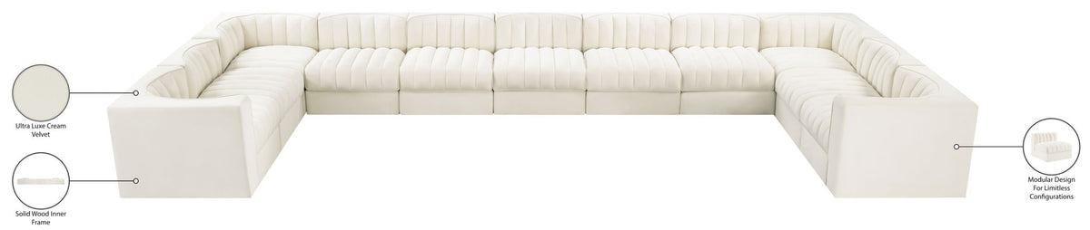 Rummi - Velvet Performance Fabric Upholstered 11 Piece Modular Sectional