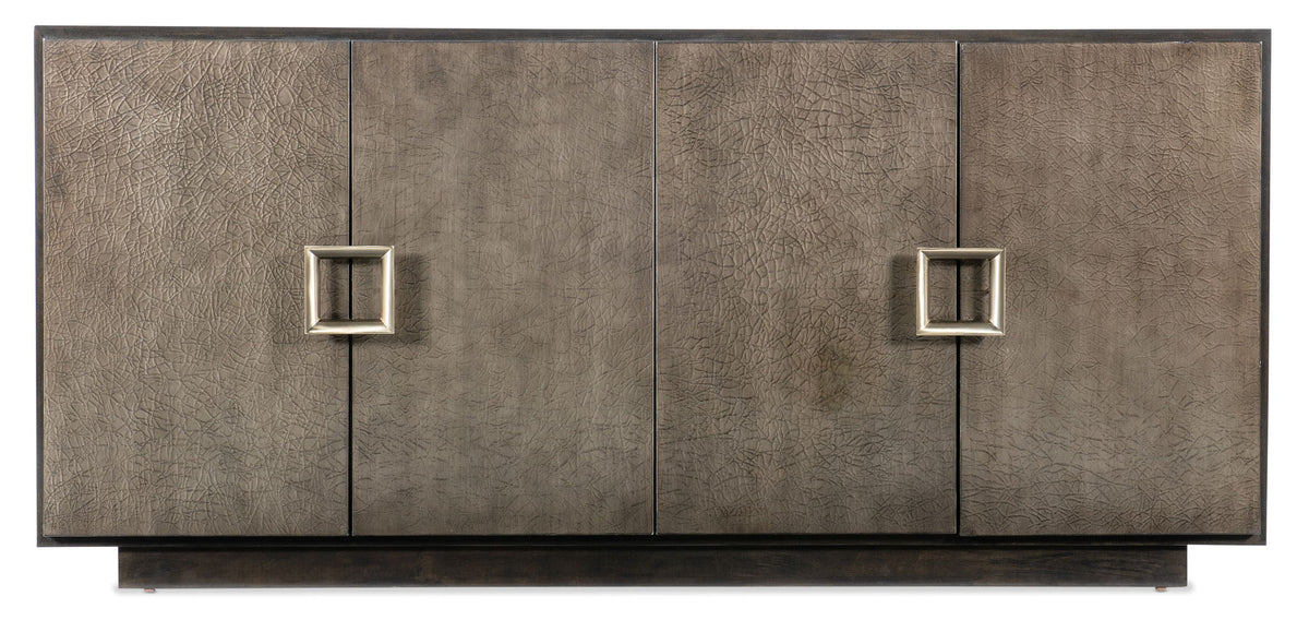 Melange - Asher Four Door Entertainment Credenza - Dark Brown / Dark Gray