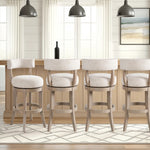 Mystic - Solid Wood Upholstered 30" Bar Height Swivel Barstool
