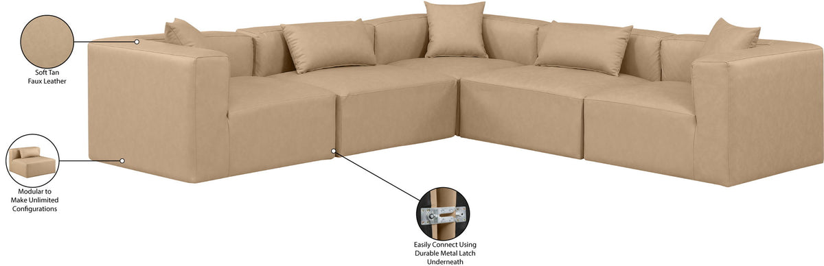 Cube - 5 Piece Modular Corner Sectional - Tan