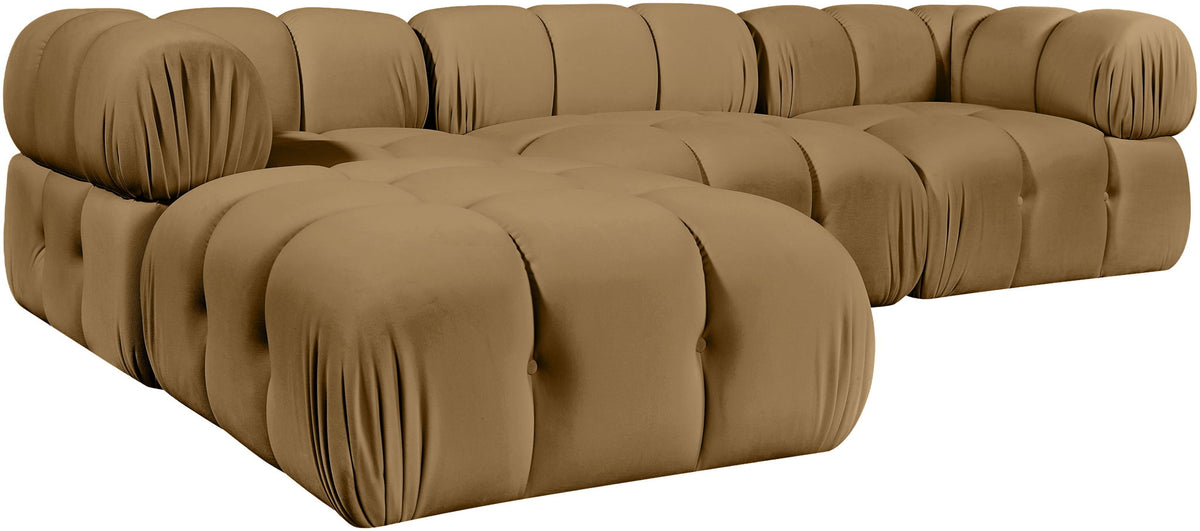 Orin - Velvet 4 Piece Modular Sectional With Chaise